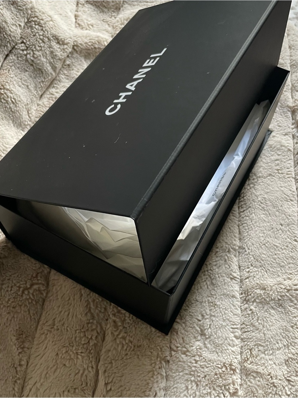 CHANEL Black Logo Gift Box with Tissue